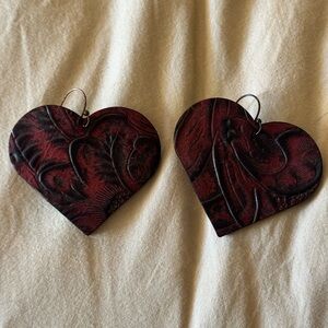 Heart-Shaped Red Earrings